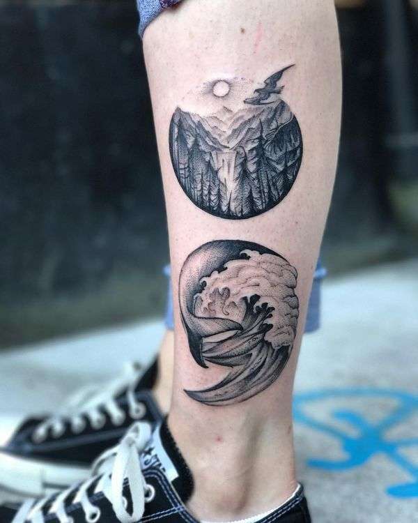 Tatuaje punto y coma paisaje