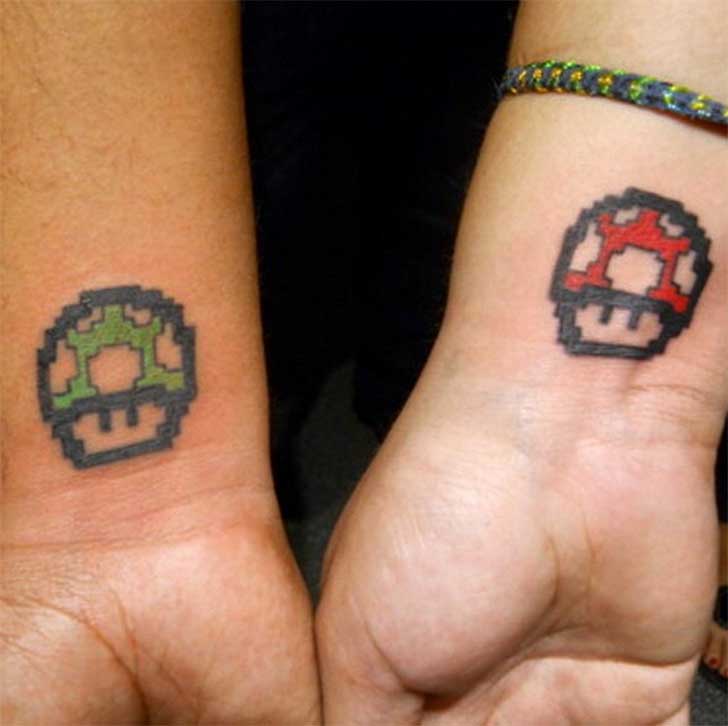 Tatuaje de mejores amigos Super Mario