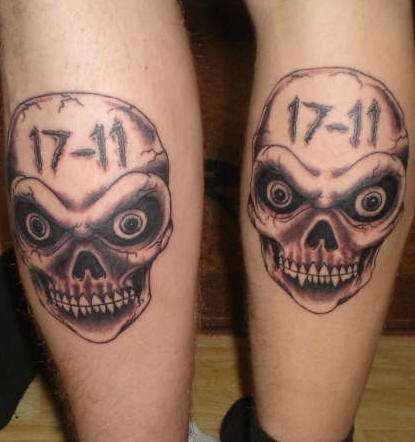 Tatuaje de mejores amigos calaveras y fecha