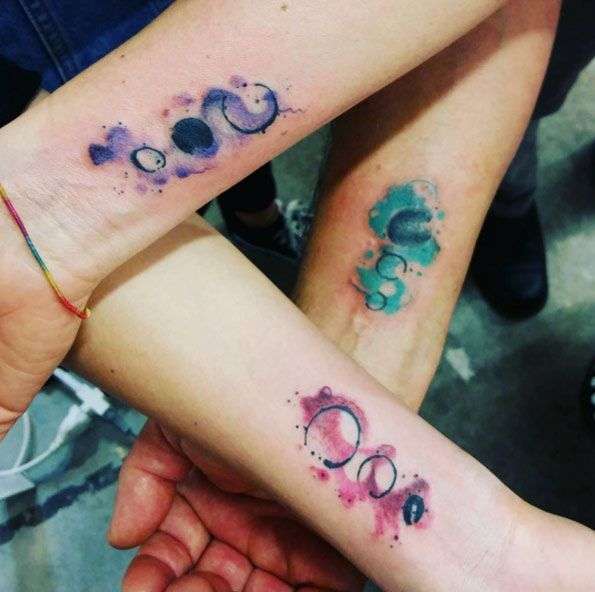 Tatuaje de mejores amigas - acuarela