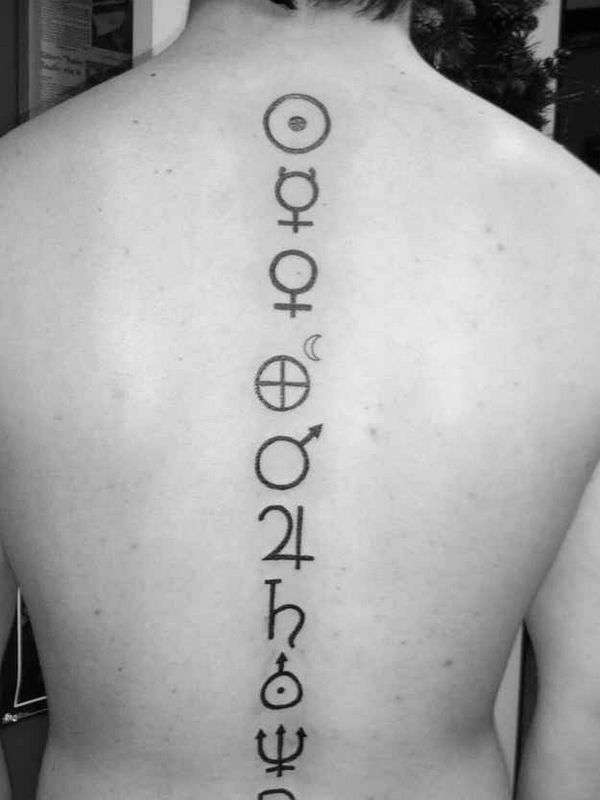 Tatuaje en la columna vertebral: símbolos