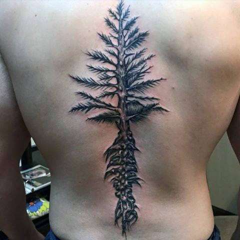 Tatuaje en la columna vertebral: árbol