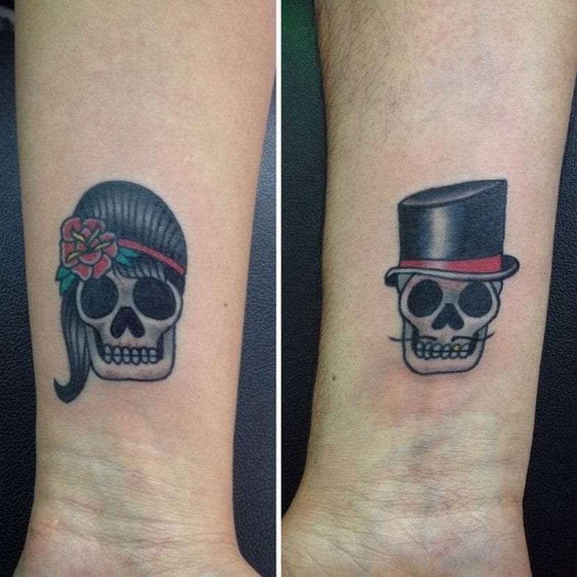 Tatuaje de calaveras ella y él