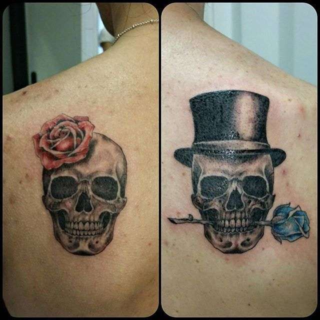 Tatuaje de calaveras en pareja