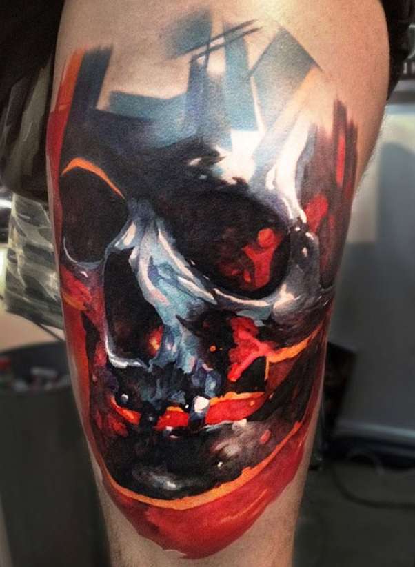 Tatuaje de calavera en colores