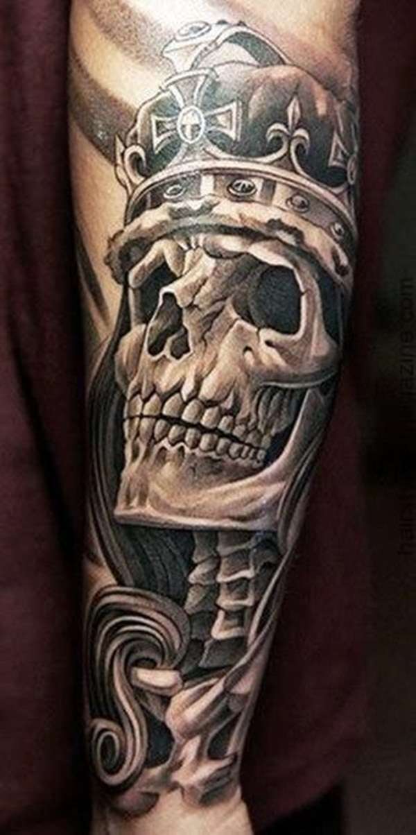 Tatuaje de calavera con corona