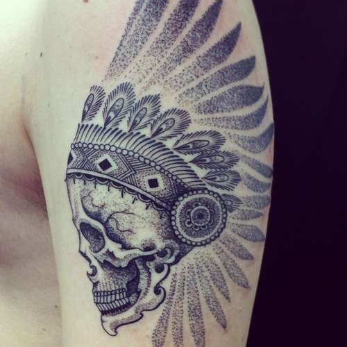 Tatuaje de calavera cacique