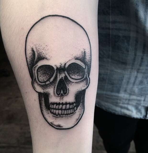 Tatuaje de calavera puntillismo