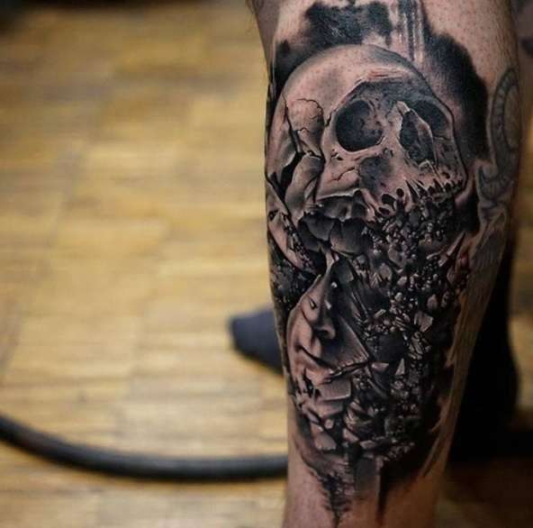 Tatuaje de calavera desmoronada