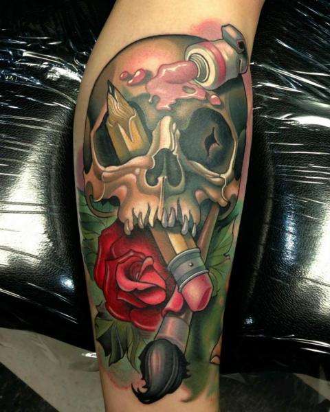 Tatuaje de calavera New School