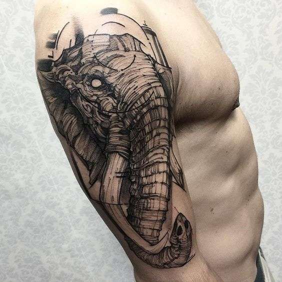 Tatuaje de elefante en el brazo