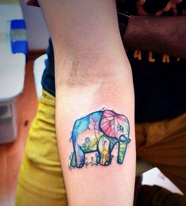 Tatuaje de elefante acuarela