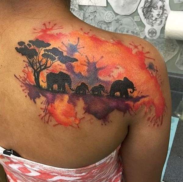 Tatuaje de familia de elefantes